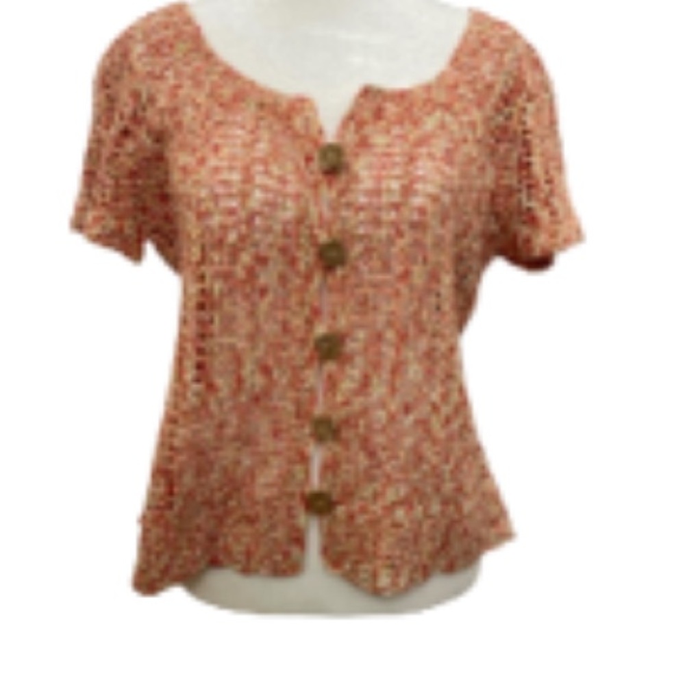 NWT JH Collectibles Multicolor Crocheted Button Down Shrug/ Cardigan/ Top XL - Picture 1 of 8